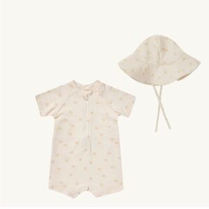 Cream Textured Kids One Piece